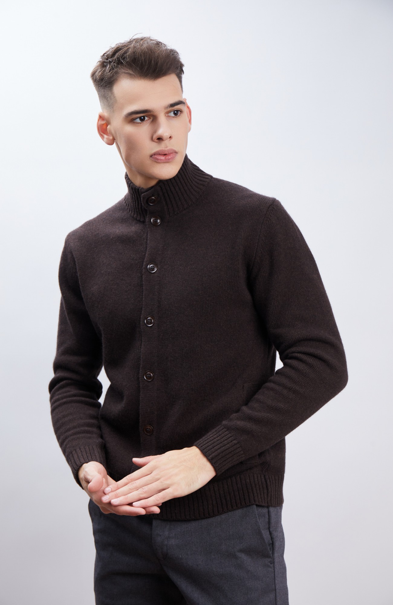 Кардиган WOOL CO Чоловічий вʼязаний коричневий кардиган з вовною.