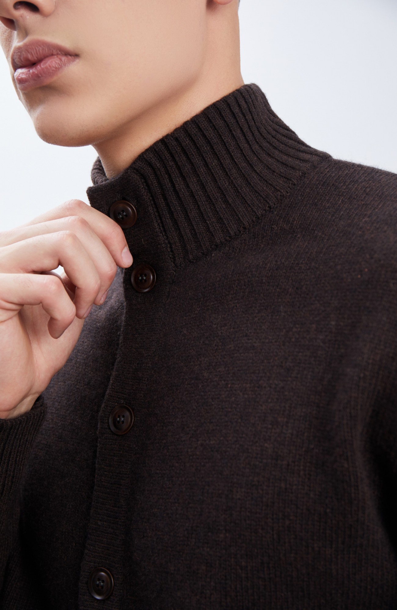 Кардиган WOOL CO Чоловічий вʼязаний коричневий кардиган з вовною.