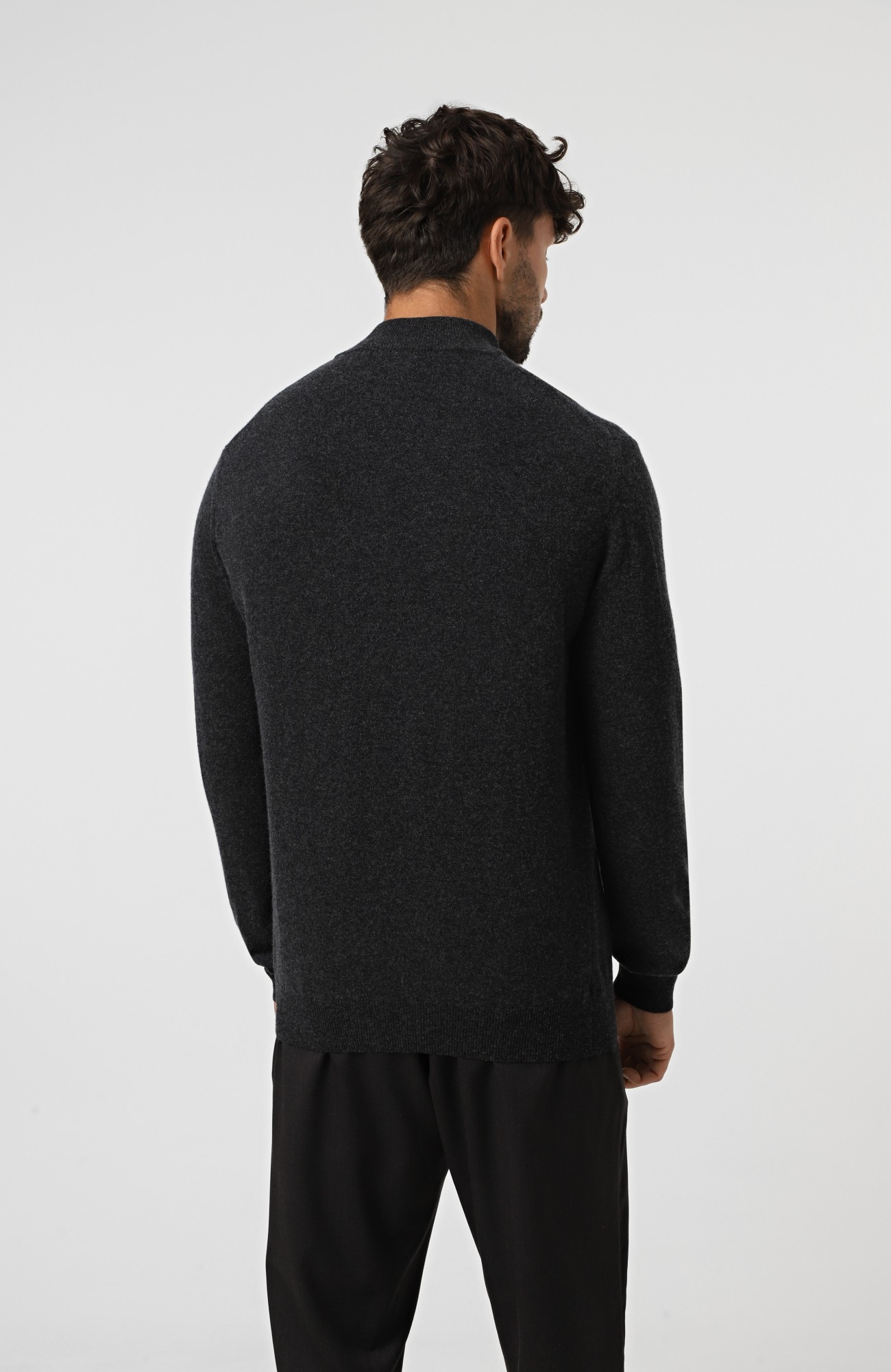Светр WOOL CO Чоловічий графітовий светр на блискавку з мериносової вовни.