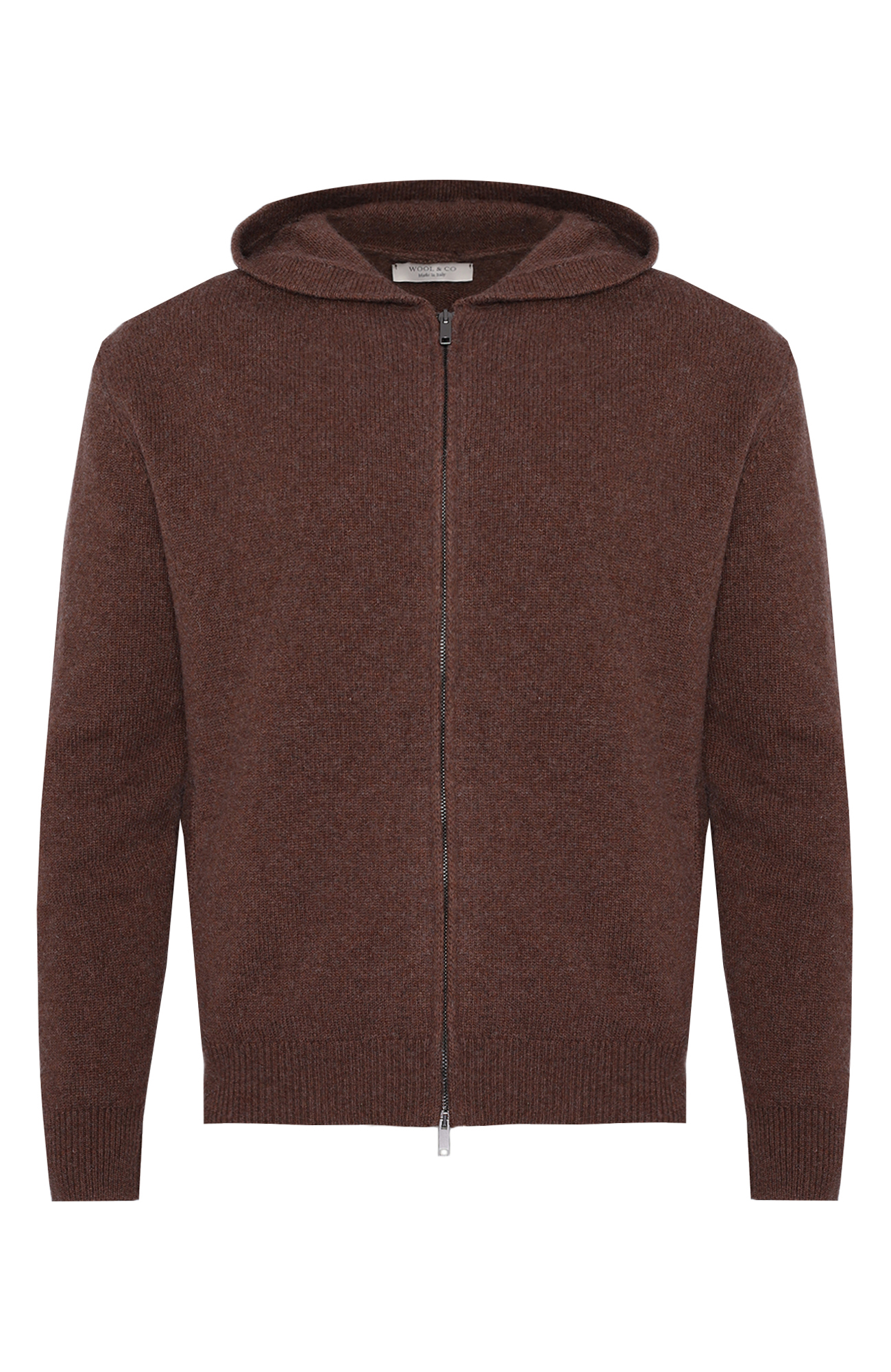 Светр WOOL CO Чоловічий коричневий светр з капюшоном з вовни.