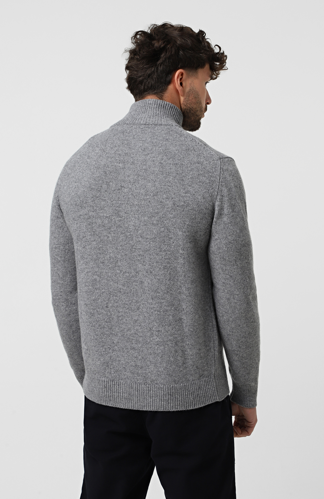 Светр WOOL CO Чоловічий сірий светр на блискавку з мериносової вовни.