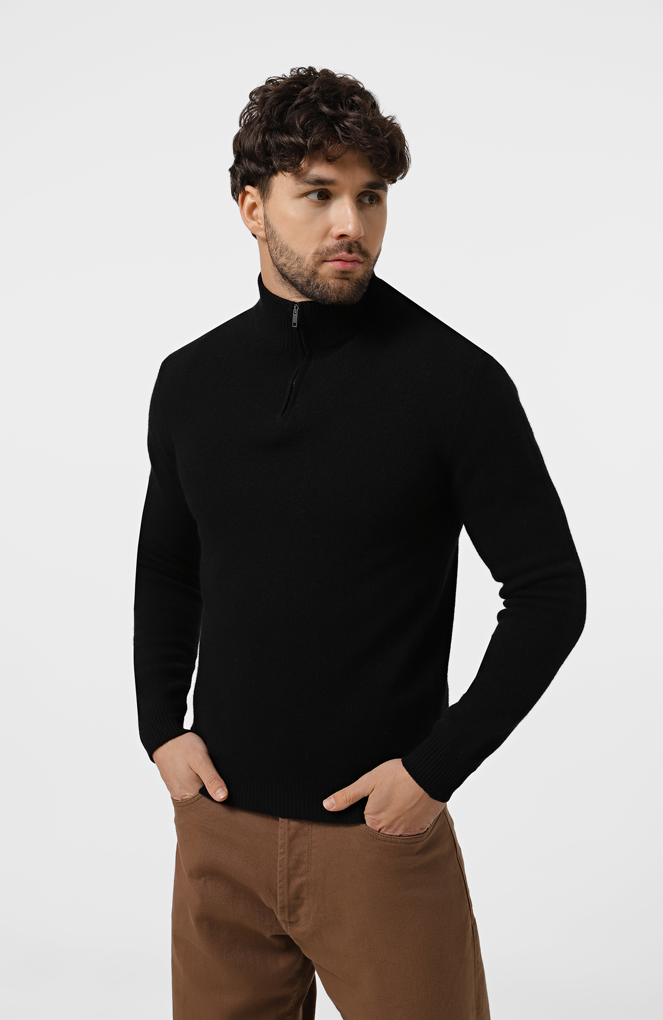 Светр WOOL CO Чоловічий чорний гольф з вовни.