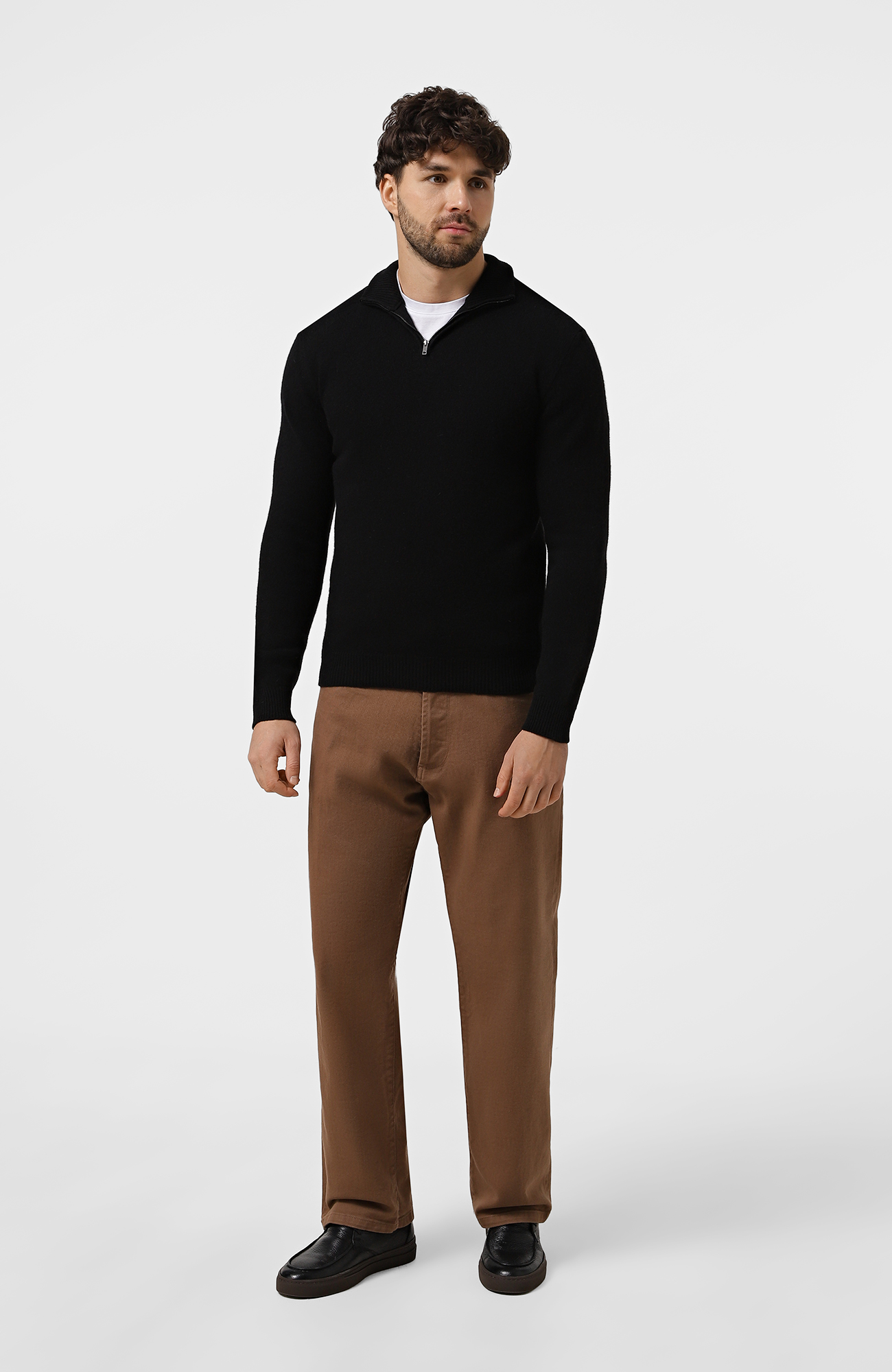 Светр WOOL CO Чоловічий чорний гольф з вовни.